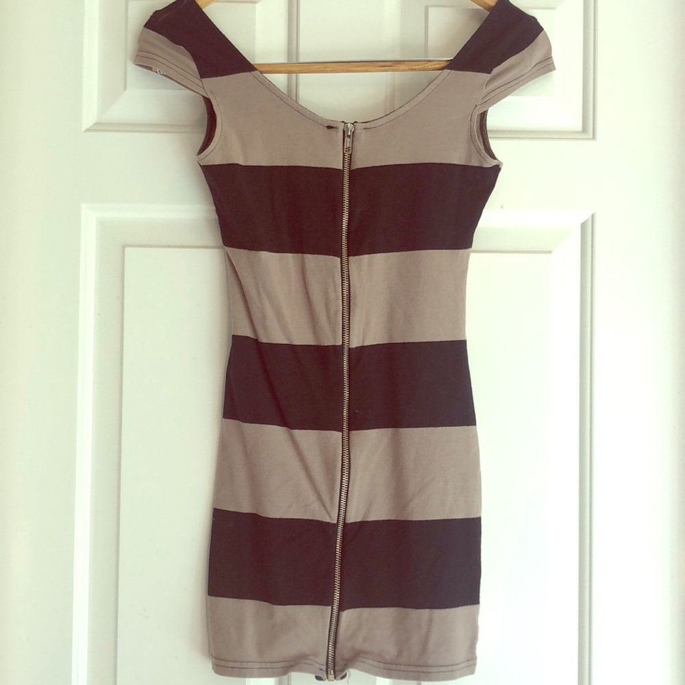 Front Zip Striped Dress